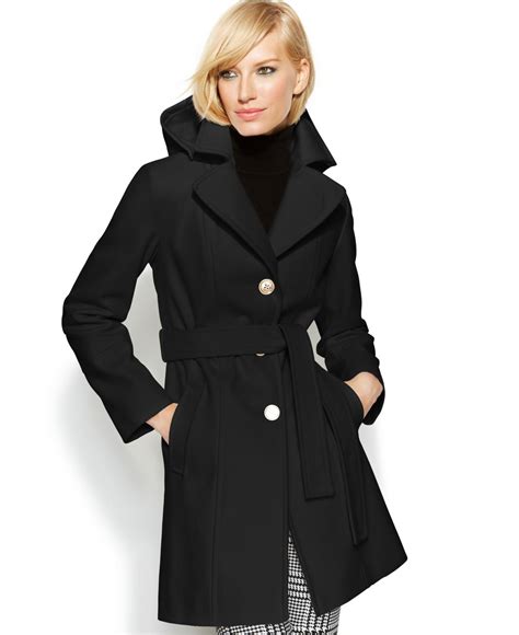 michael kors hooded wool blend coat|Michael Kors wool coats women's.